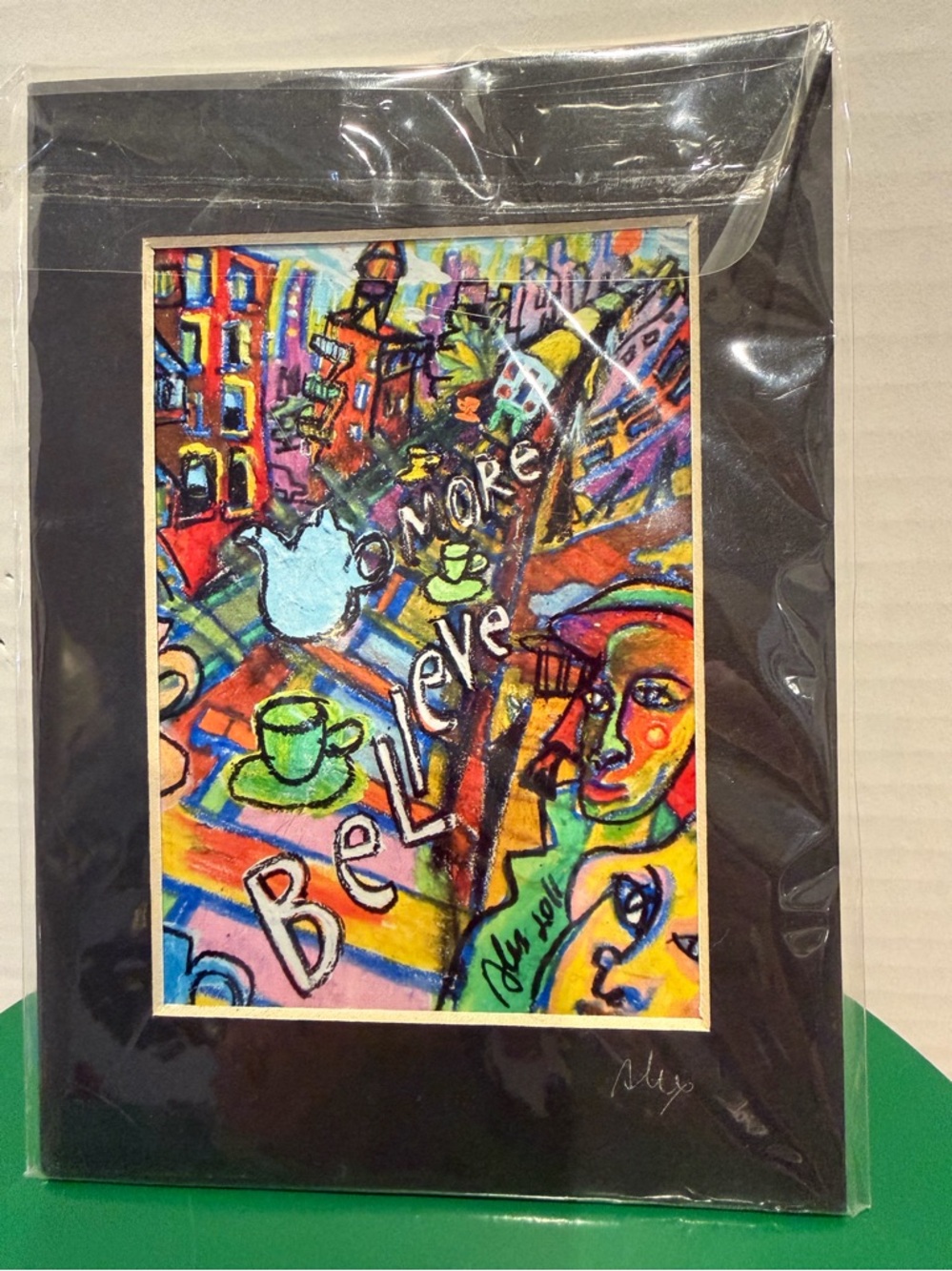 4" Miniature Mixed Media Painting Signed Aleksandar Milenkovic New York City NYC